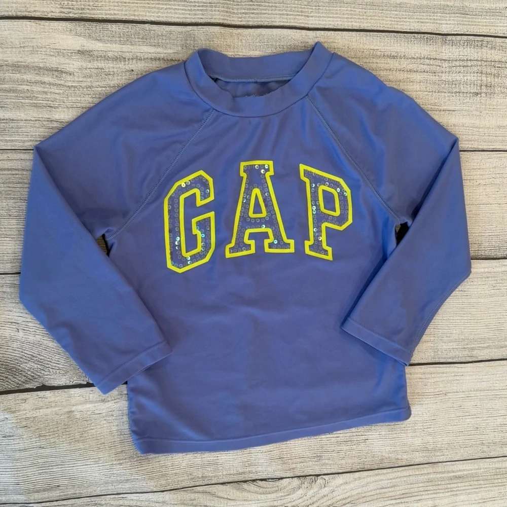GAP Blue and Yellow Rashguard Swim Top/girls size M (8-9 yrs)